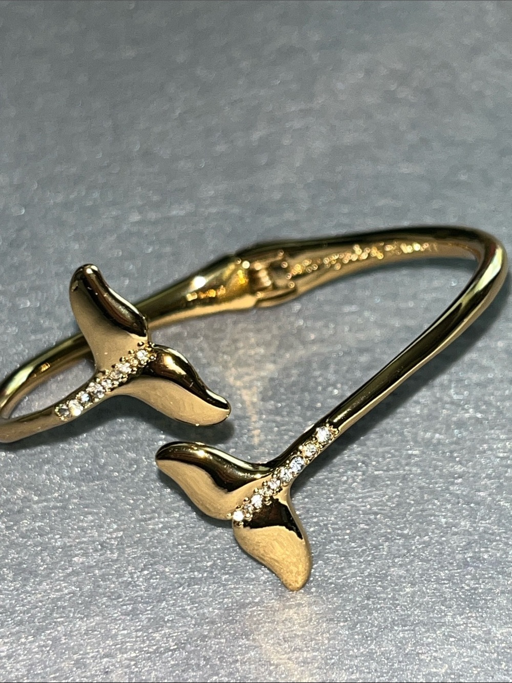 kate spade Gold Whale Tail Open Cuff Bracelet with Crystal Accents